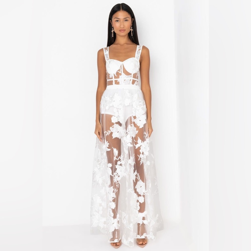 NWT - SOLD OUT EVERYWHERE - LUCY MAXI MESH DRESS WITH ATTACHED CORSET - Medium
